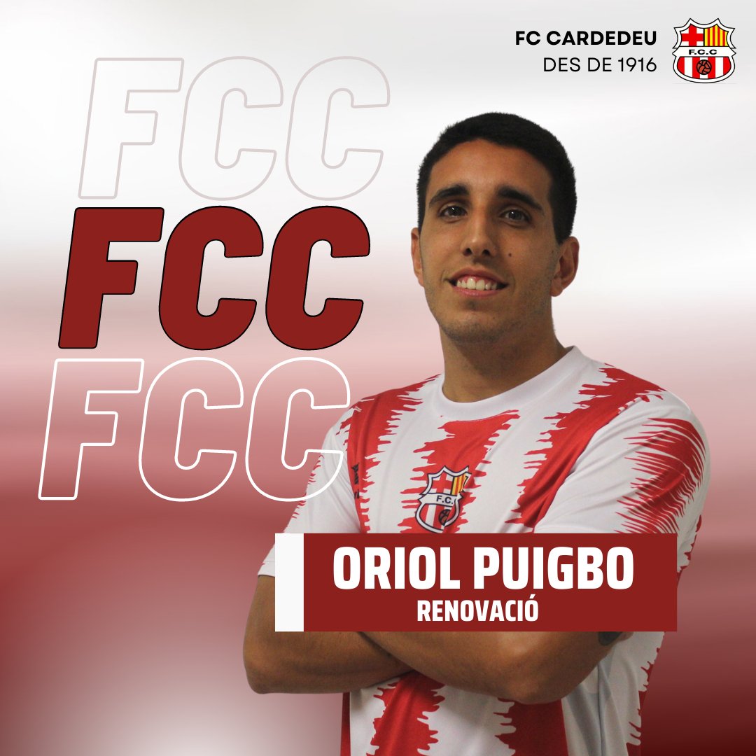 FCCardedeu's tweet photo. ✅ RENOVACIÓ

⚽ L'Oriol Puigbo continuarà al Primer Equip! L'interior seguirà aportant al conjunt cardedeuenc qualitat, creativitat i elegància en el mig del camp.

🙌🏼 Tot un orgull que segueixis amb nosaltres, Putxi! https://t.co/zTb3fUMHuc