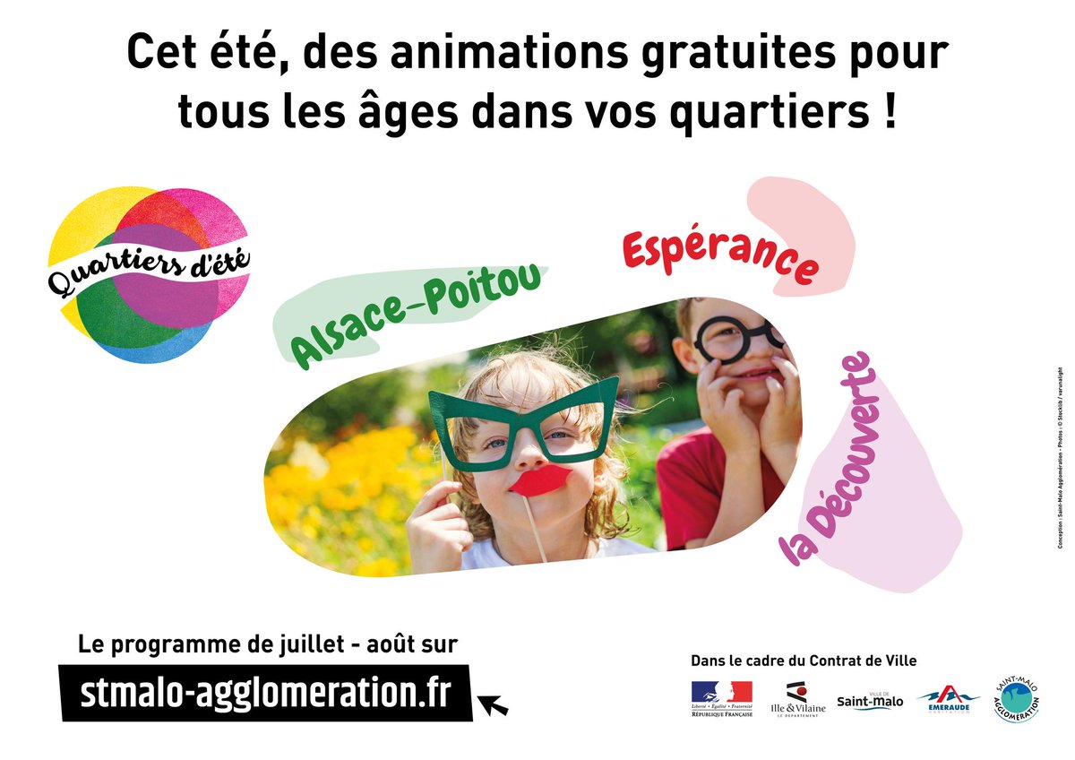 SaintMaloAgglo's tweet photo. Les quartiers de La Découverte, Alsace-Poitou et Espérance à la Ville de Saint-Malo bougent durant les vacances d'été !
Le programme de juillet à découvrir ici : https://t.co/NS2LAQH3IR

Animations gratuites. Les mineurs doivent être accompagnés d’un adulte au début de l’activité https://t.co/gjtNj9ZmOS