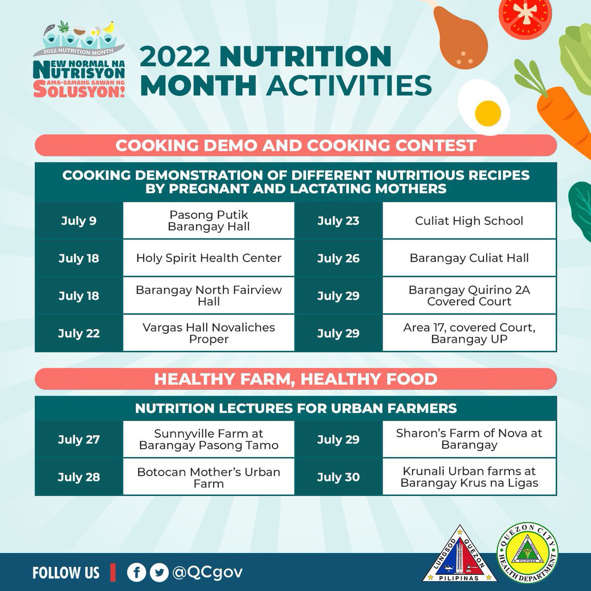 Quezon City Government on Twitter "Check out our schedule of