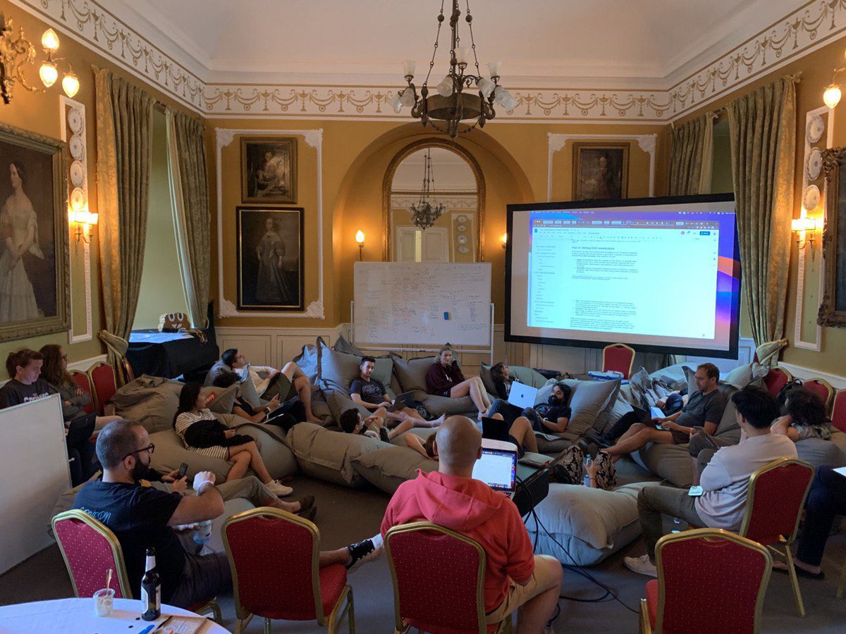 schaumburgd's tweet photo. @dao_palace Day 2:

- People’s UNESCO Network w. (Yours truly) +@ooliverse_ @YalorMewn @isaacpatka @yaoeo 

- NFT Standards Framework w @yaoeo 

- DAO Science Studies w @joshuaztan and @mZargham 

- DAO Contribution Analysis w @sminert 

- Lightning rounds &amp; Bedtime Stories https://t.co/Uplm29gg3H