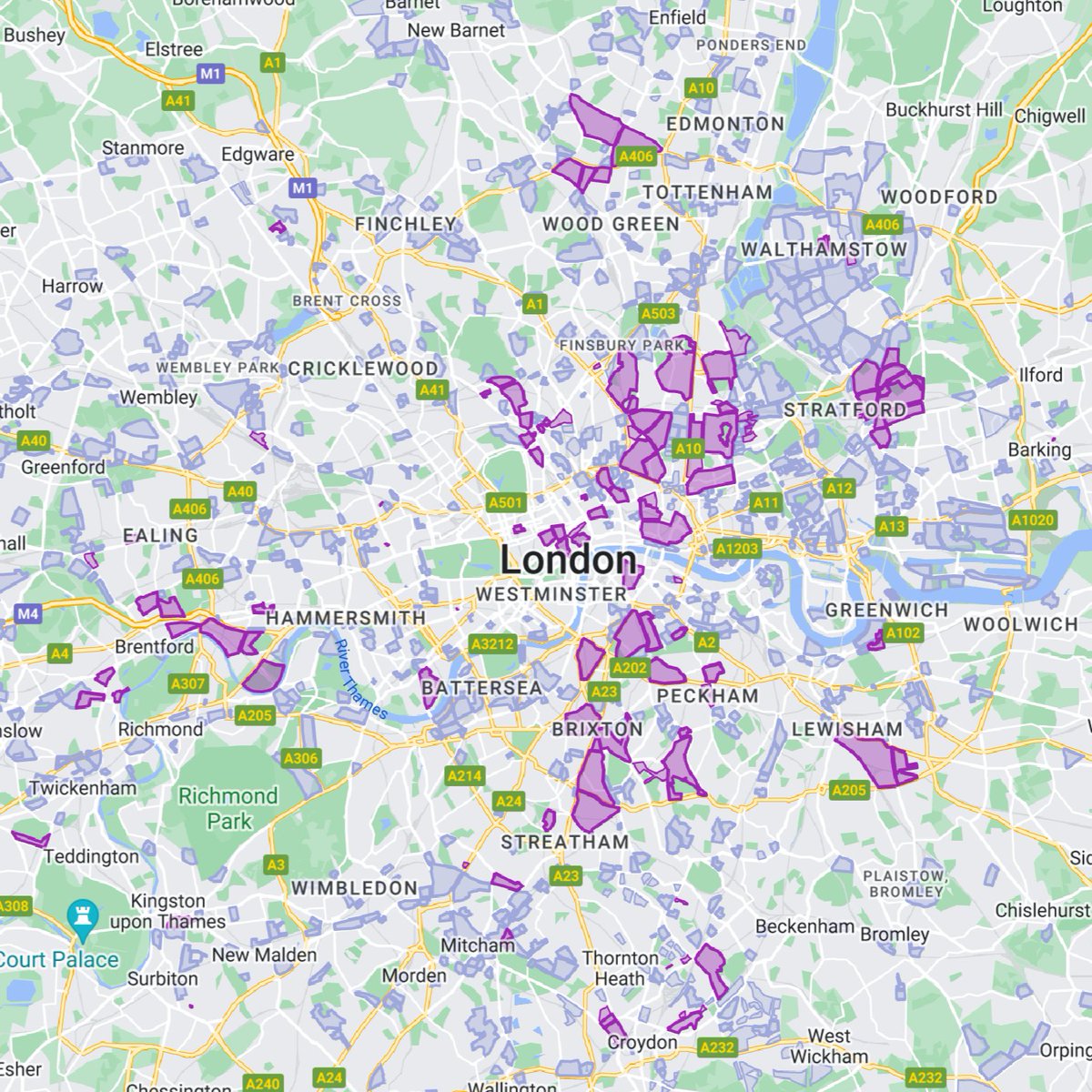 Incredible to see this latest map of low traffic neighbourhoods across London. It's not hard to envisage the day that you'll be able to cycle 🚴 or walk 🚶from the north to the south of the capital via the safety of LTNs.
Incredible 🔥
