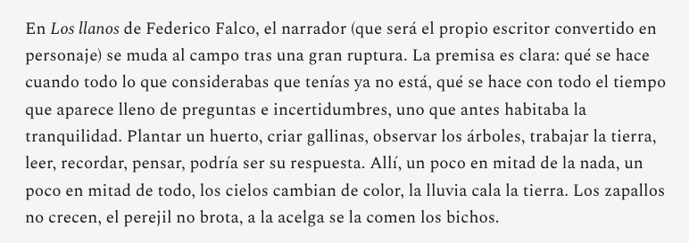 tiny_libretilla's tweet photo. En el último número de La libretilla @ang_cant escribió sobre Los llanos de Federico Falco y sobre las cosas que crecen y el tiempo que pasa. 

🌱Podéis leer la reseña completa aquí: https://t.co/vnqoCHzWBh https://t.co/r54i36QhvH