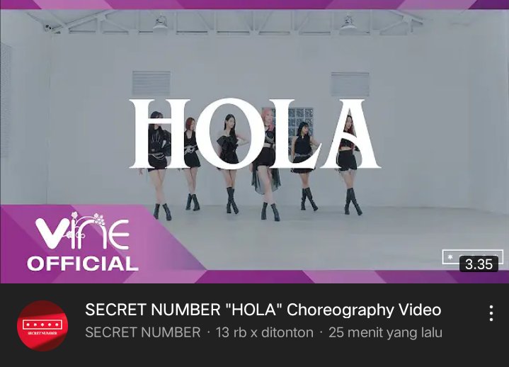 Guard49214391's tweet photo. Yt. Official Secret Number โ
Update ๐จ
SECRET NUMBER - "HOLA" choreography
@5ecretNumber
#SECRET_NUMBER
#SECRETNUMBER4thSingle
#DOOMCHITA
๐๐๐
https://t.co/DbdMYmZDui โฉ๏ธ https://t.co/kb3jbwyqeK