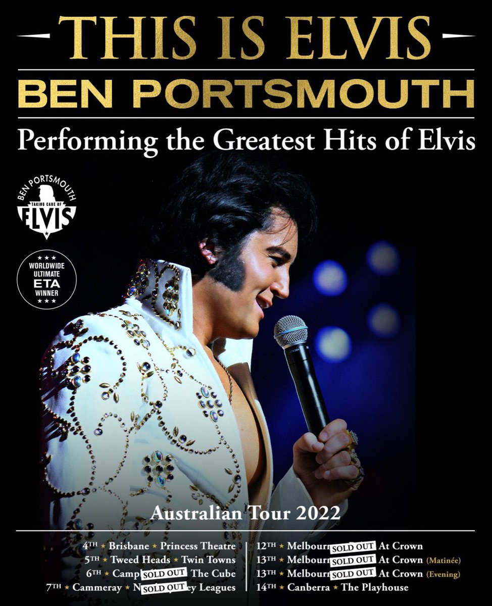 BenPortsmouth1's tweet photo. Wow #Australia tickets are selling out fast 🇦🇺🤩 be quick &amp; grab the few remaining tickets to see me in August https://t.co/CXwGFusCit #Elvis #ElvisPresley #BenPortsmouth #ElvisMovie #ThisIsElvis https://t.co/j71kAWKEXB