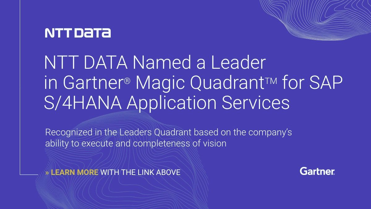 Today, <a href="/Gartner_inc/">Gartner</a> has recognized <a href="/NTTDATA/">NTT DATA (Official)</a> as a Leader in its 2022 Magic Quadrant report for <a href="/SAP/">SAP</a> S/4HANA Application Services! Read more in the announcement here 👉 nttd.link/oYBSV