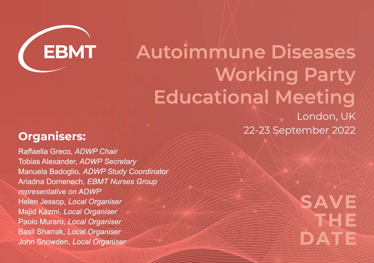 The EBMT ADWP is offering a total of 4 travel 🧳🛫 and accomodation 🏨🛎️ grants for young investigators/nurses to attend their upcoming Educational Meeting in London 🇬🇧 this September. 

But the final day to apply is (tomorrow) Wednesday! Apply here ⬇
ebmt.org/events/autoimm…