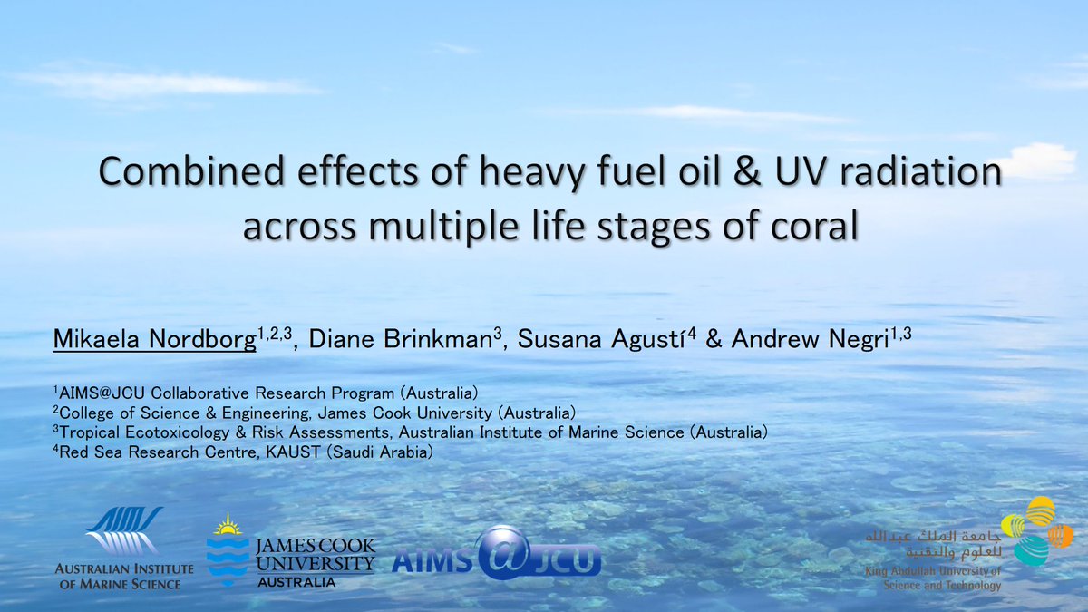 Having trouble with your @ICRS_2022 app? Not sure what to watch on Thursday morning? 

Come to Salon Danzig at 11:30 & hear about the effects of #oilpollutants towards #coral, how #UV light affects #oil toxicity, if current #riskassessments are protective & pot alt strategies!