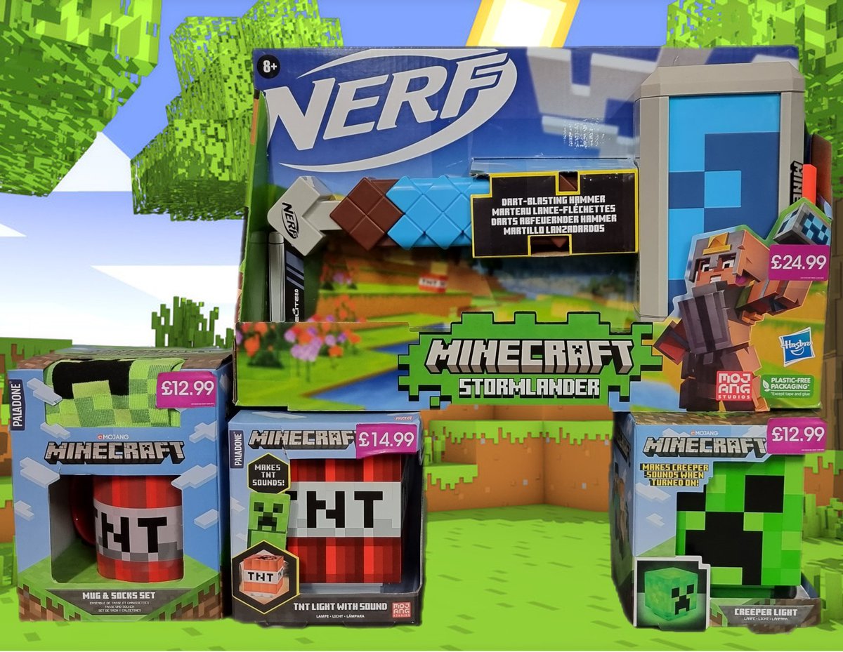 GAMEMancHOF's tweet photo. Our Minecraft Merch is overflowing!!
We have so many options, including Nerf x Minecraft and Lego x Minecraft!
Come an take a look at out full range in store today.

#minecraft #merch #nerf #lego #GAMEReward #GAMEElite https://t.co/PRzTAwP2WL