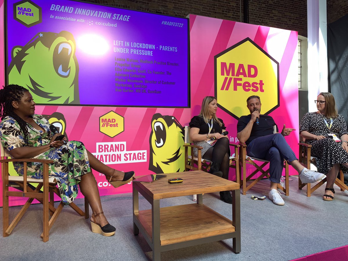 Our trustee @ellie_escott from @TheAdvisoryCol1 moderating @MADFESTLONDON discussing “left in lockdown - parents under pressure” with Louise Watson @propellerites Michal Nissenson @GeoEdgePro Rob Garber @GumGum 👍👊✅