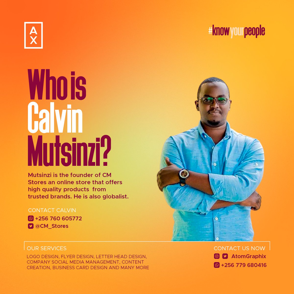 CalvinMutsinzi's tweet photo. Big thanks to my graphic designer, he’s done a great job! Give him a follow on @Atom_Graphix https://t.co/p4Xte0XhQ3