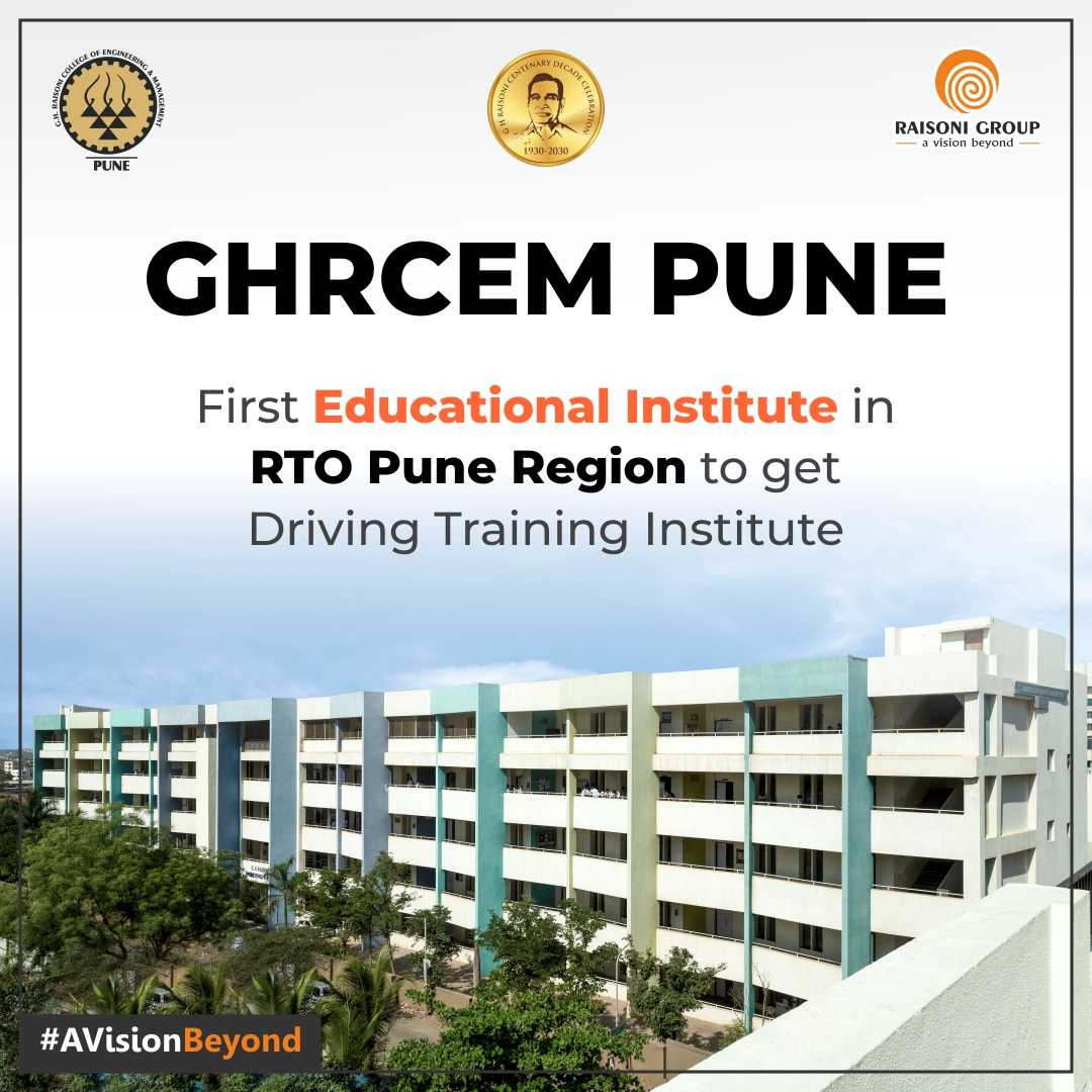 We are happy to announce that GHRCEM, Pune is honoured with getting its Driving Training Institute, the First in the RTO Pune region. 
#raisoni #rgi #raisonigroupofinstitutions #AVisionBeyond #kimba #nagpur #ghrcem #educationalinstitute #education #drivingtraining #RTO