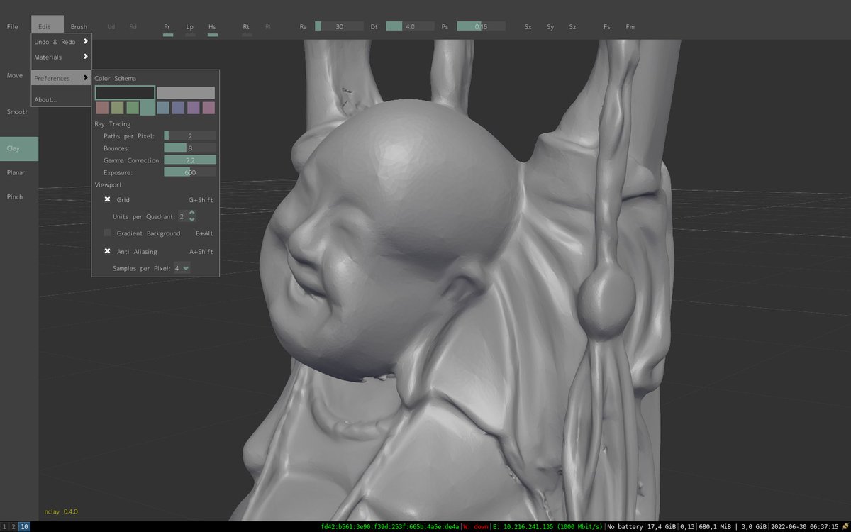 nclaydev's tweet image. I just released nclay 0.4 (hu-huu)! Can you sculpt something? Really hoping for some feedback! you can download it from the website: nclay.dev  #3d #3dart #nclay