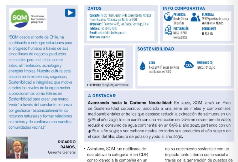 Corresponsables's tweet photo. "#SQM, desde el norte de Chile, ha contribuido a entregar soluciones para el progreso humano a través de sus cinco líneas de negocio", manifiesta Ricardo Ramos. Conoce la #RSE de la compañía en el #AnuarioCorresponsables2022 👉 https://t.co/CVBCRy72BT https://t.co/682lP1NIMU