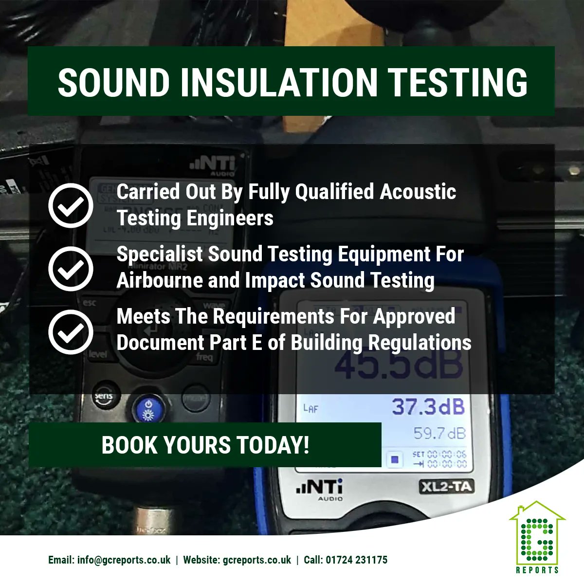 GCReports1's tweet image. #SoundInsulationTesting is a requirement of #BuildingRegulations part E.

This is to ensure that a dwelling has acceptable levels of sound insulation throughout, including on party walls and floors.

Please contact us today for a quotation or advice.

gcreports.co.uk/services/sound…