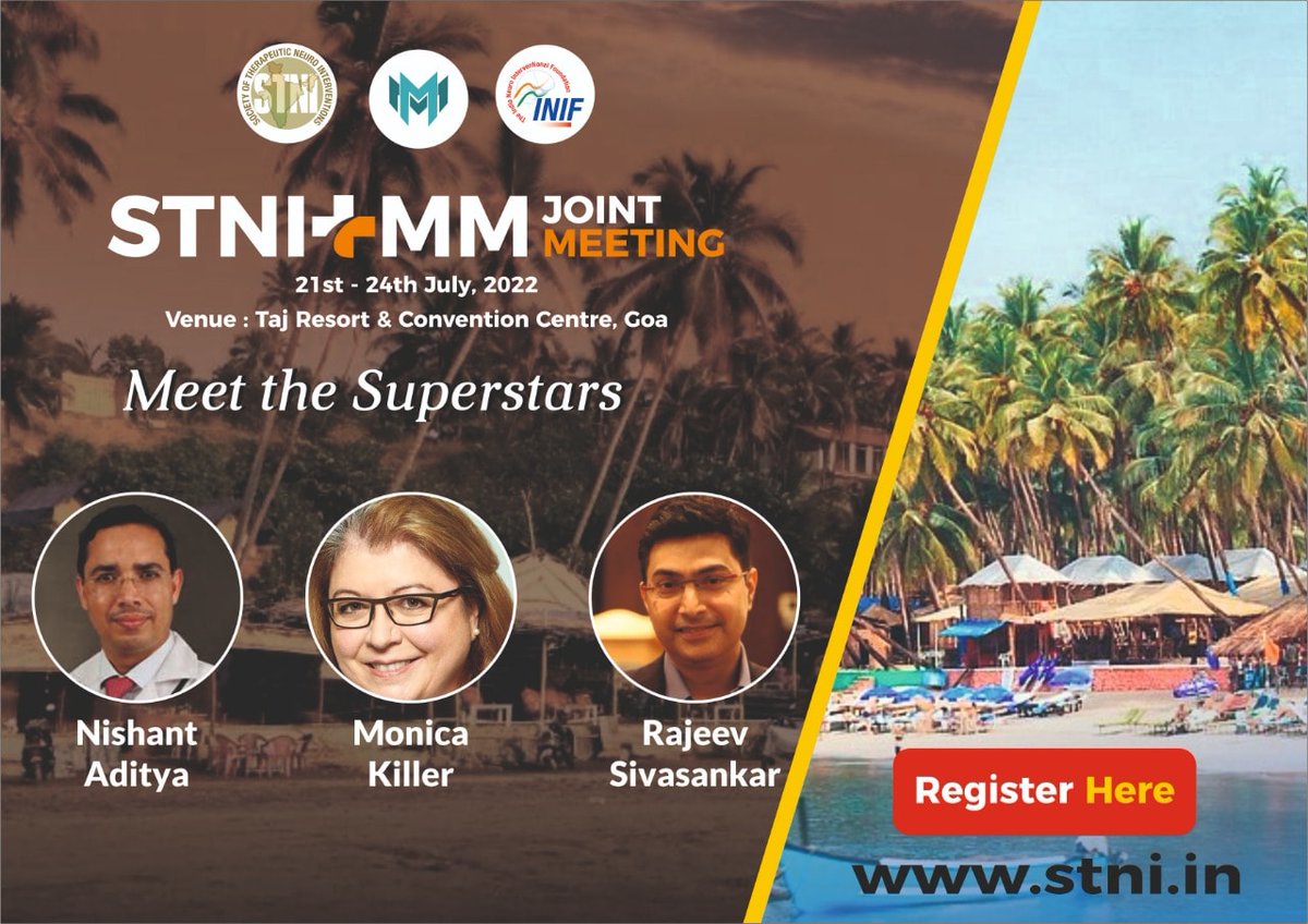 Introducing the Faculty for STNI + MM Joint Meeting, 2022.

Last 5 Days to Register before spot charges apply! 
Visit stni.in
#STNI #STNIMM2022 #neurology #neuroradiology #interventionalneuroradiology #neurosurgery #radiology #neurointerventionalradiology