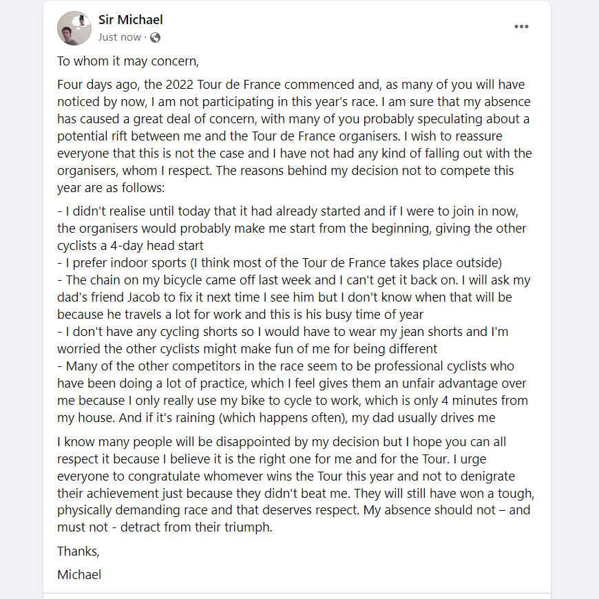 Sir Michael tweet media