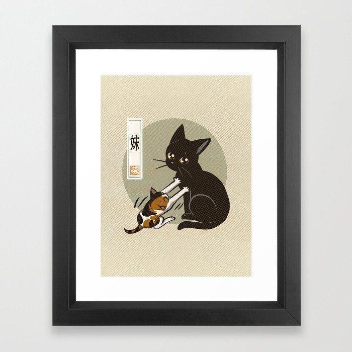 🐱 BATKEI ART on Twitter "Sister cat Framed Art Print by BATKEI (Keiko