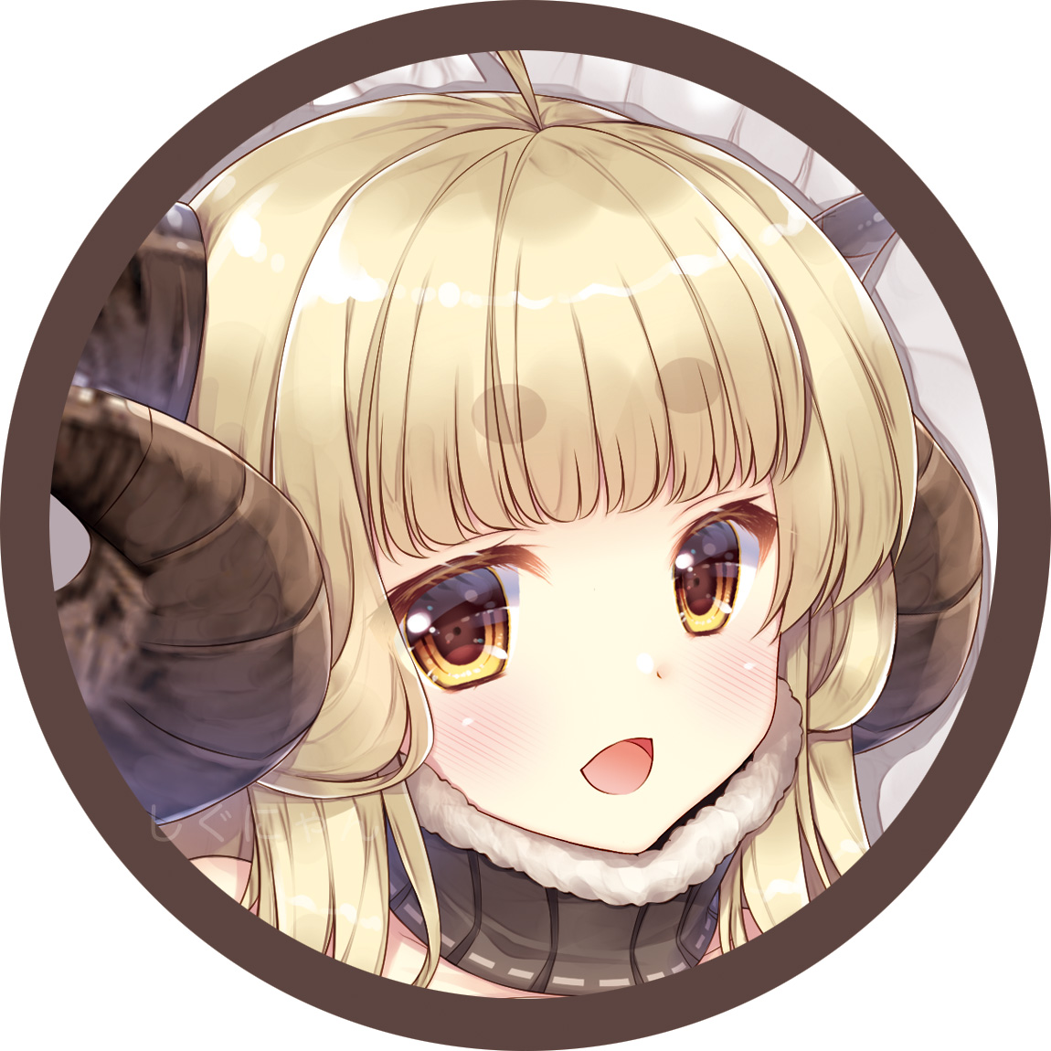 anila (granblue fantasy) 1girl solo horns blonde hair open mouth smile draph  illustration images