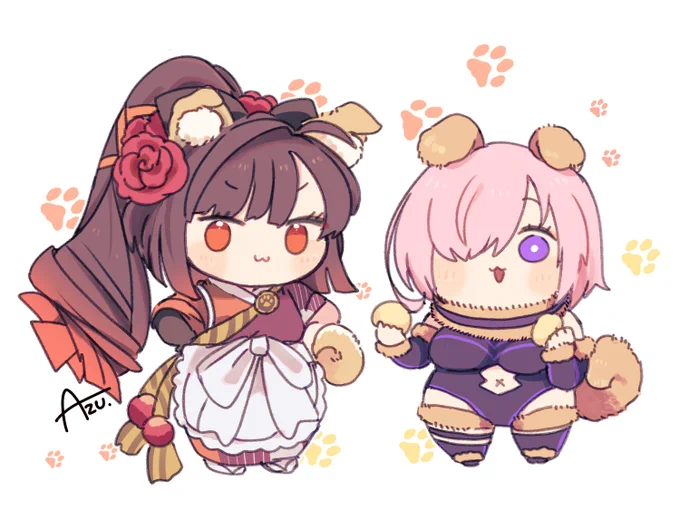 馬琴わんと花より団子マシュわん🐾🐾🐾 