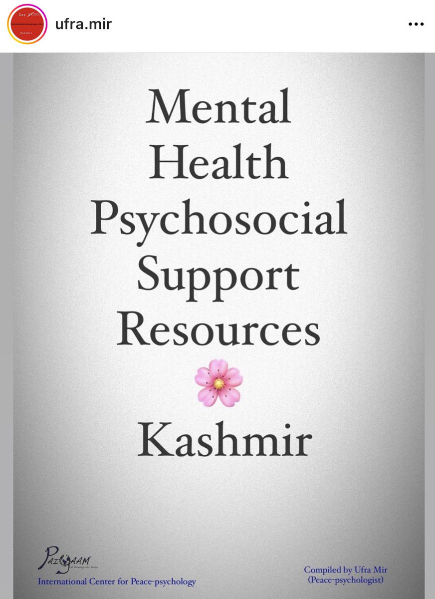 PeacePsych_Intl's tweet photo. Some of you may remember the #MHPSS resources list that @ufra_mir had created last year, which went viral. We are now creating a second new structured version, to make it more relevant &amp; accessible to people in places like #Kashmir .(1/2) https://t.co/Jhlu7A6PbM