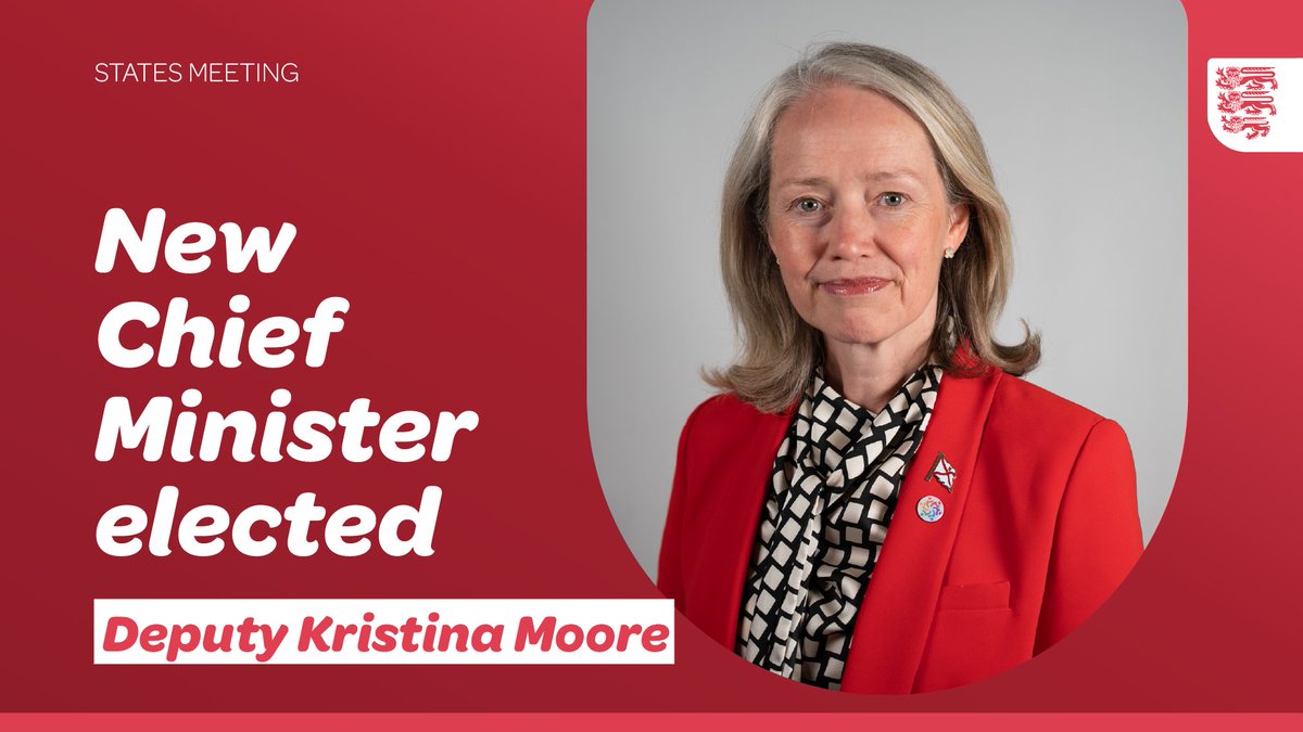 The States Assembly has voted to elect Deputy Kristina Moore of St Mary, St Ouen and St Peter as Chief Minister designate with 39 votes in favour.