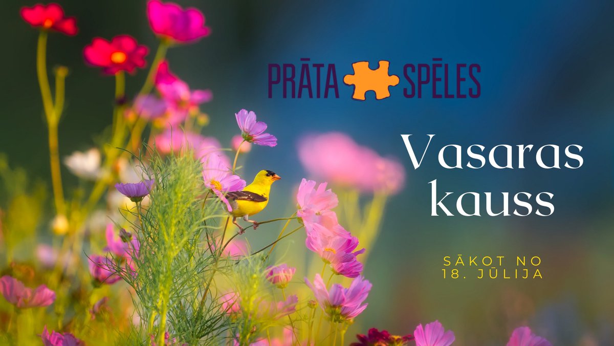 "PRĀTA SPĒLES" 

VASARAS KAUSS

PIEDALIES!

😊

Sākot jau ar 18. jūliju - un līdz pat Lielajam Finālam 30. augustā; plašāka informācija facebook.com/events/1087454…

😊