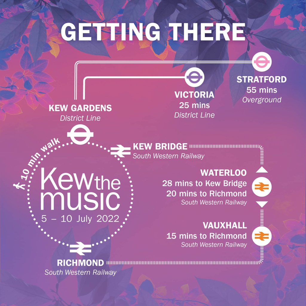 After two long years, we are FINALLY BACK for #KewTheMusic 2022, and @vanmorrison is ready kick things off this evening! We recommend hopping on the train to join us this week, and the journey couldn't be easier. Check out how to find us below.