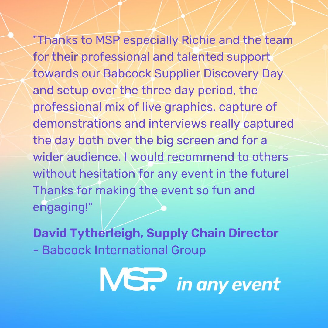 MSPGlobal's tweet photo. Client testimonials like this make busy weeks so worthwhile 👏

Thanks to our clients and event hosts @wearespeedy for trusting us with the delivery.

If you're looking for innovative solutions for your next #Event, get in touch for a chat to find out how we could help. https://t.co/9AeRfxEfFu