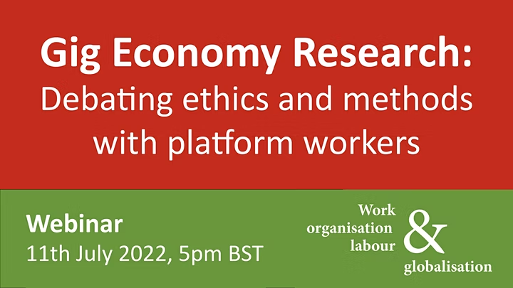 «Gig Economy Research: debating ethics and methods with platform workers»

This #webinar will open a conversation between experienced researchers into the #gigEconomy and platform workers who have been on the receiving end of such research

By <a href="/COSTIS1202/">Virtual Work</a>

eventbrite.com/e/gig-economy-…