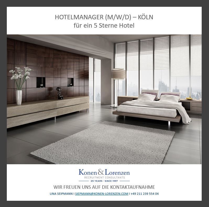 HOT JOB!
Für ein namhaftes 5* Hotel mit 250 Zimmern suchen wir zum nächstmöglichen Zeitpunkt einen Hotelmanager (m/w/d).

lnkd.in/ea8QCUMs

#hotel #job #luxushotel #konenlorenzen #hotelmanager #recruitment #koeln #recruiting #vakanz #hotellerie #hoteljobs #hiring