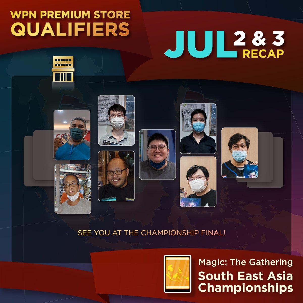 The first batch of players qualified for the Championship Final has emerged, will you join them in the ranks for the title of SEA Champion? Find the nearest WPN stores around you to participate in the qualifiers!

Check out the current/upcoming qualifiers:mtgseachampionships.com/event-coverage