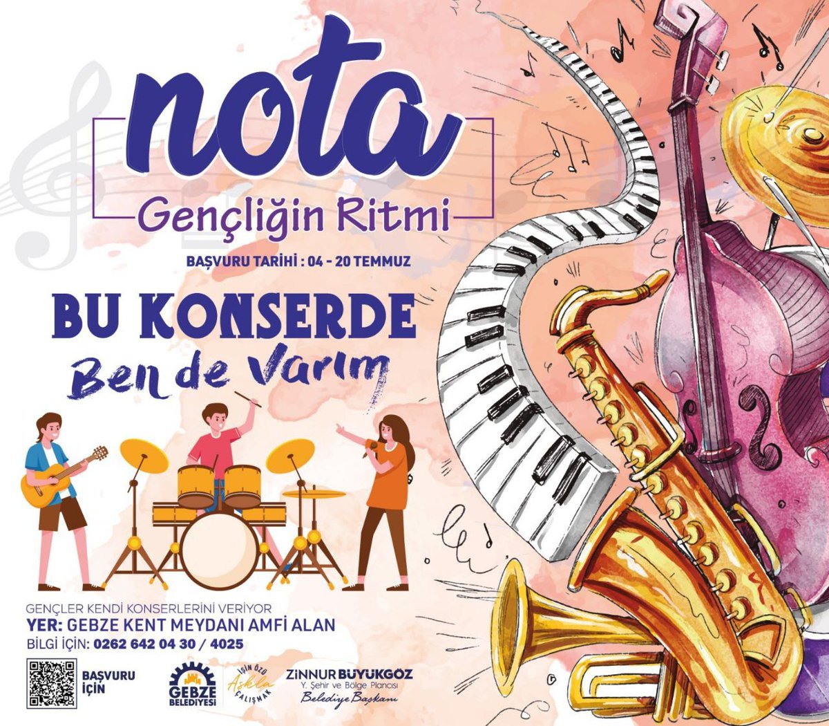 gesmekorg's tweet photo. 😎 Gebze'nin Gençleri! 
"Bu konserde ben de varım" diyorsan, sahne senin 🥳

▶️ Detaylı Bilgi için 0262 642 04 30 hatlı numarayı arayıp 4025 i tuşlayabilir,
Katılım şartları ve başvuru için afişin sol alt köşesinde bulunan QR kodunu okutabilirsin.

#İşinÖzüAşklaÇalışmak https://t.co/TJ7U4v4Nyf