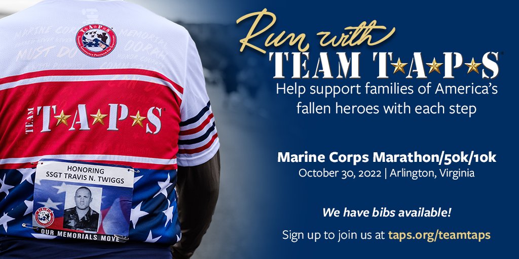 TAPSorg's tweet photo. #RunWithTheMarines with #TeamTAPS! We have guaranteed entry into the #MarineCorpsMarathon.

Sign up at https://t.co/NCVmfudERr to @Run4TAPS with us in honor of our nation's fallen heroes. https://t.co/0waRepyQUy