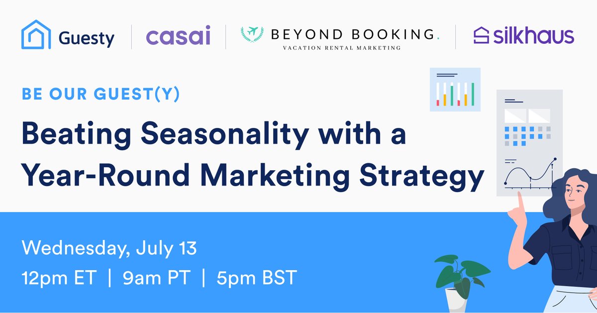 Join Guesty's #virtualmeetup to learn about #marketingstrategies that will help you bring in high season numbers all year round 📈 

🗓: Weds, 7/13 | 12pm ET | 9am PT | 5pm BST 
 
Register now >> start.guesty.com/713webinarregi…

<a href="/hellocasai/">Casai</a>  <a href="/silkhaus/">Silkhaus</a> 

#BeOurGuesty #ShortTermRental