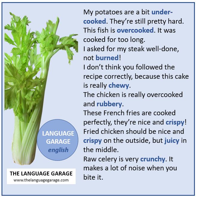 Language Garage English on Twitter "Raw celery is very crunchy. It