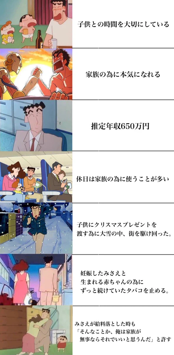 理想の父親像ナンバー１！？野原ひろしって実はすごかった！