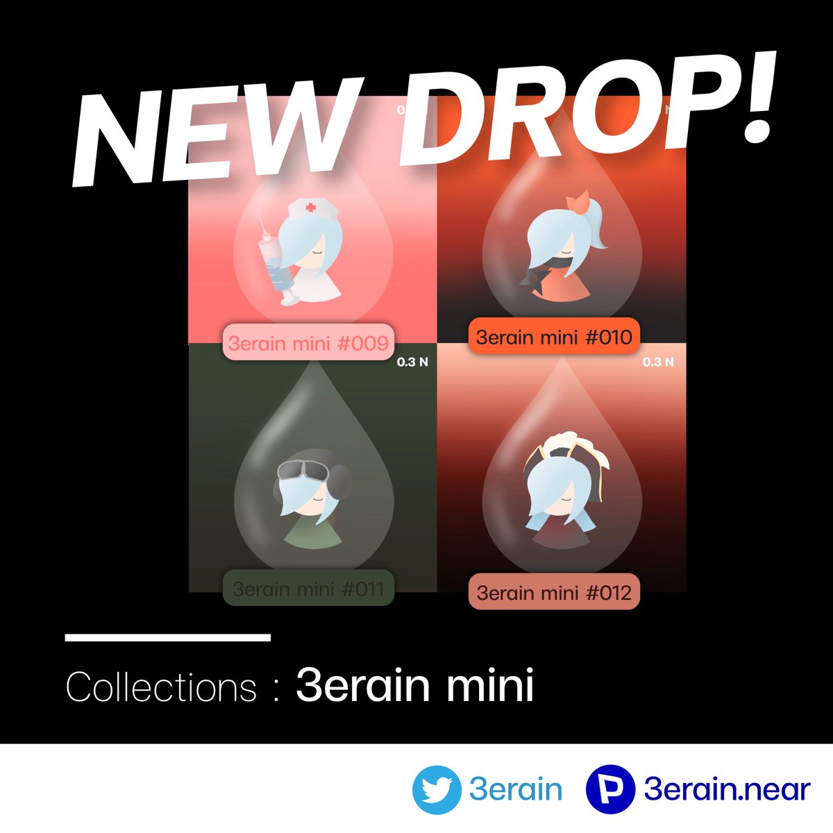 3erain's tweet photo. Available now https://t.co/FlJ3GQDZTc

3erain #008
Be-Rain with Gothic style look, she is quite prudent.

3erain mini
#009 Be-Rain’s a nurse with her giant needle.
#010 Be-Rain is the Ninja ,she is fearless.
#011 Be-Rain is being a student pilot.
#012 Be-Rain is a badass captain. https://t.co/CTl9I8N1P4