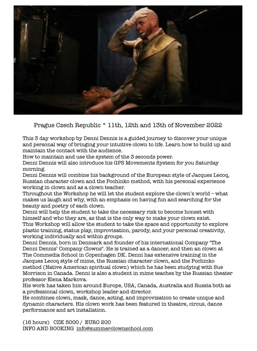 Info and booking summerclownschool.com #clown #gps_m_s #mime