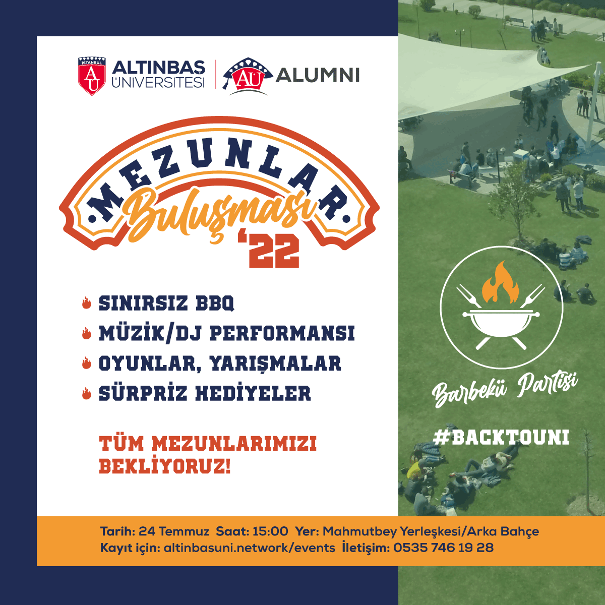 altinbasalumni's tweet photo. 2022 Mezunlar Buluşması'na Davetlisiniz!

You are intived to the Alumni Reunion 2022!

Kayıt/Register: https://t.co/QONHHUslb3 https://t.co/ZXyIohXKQi