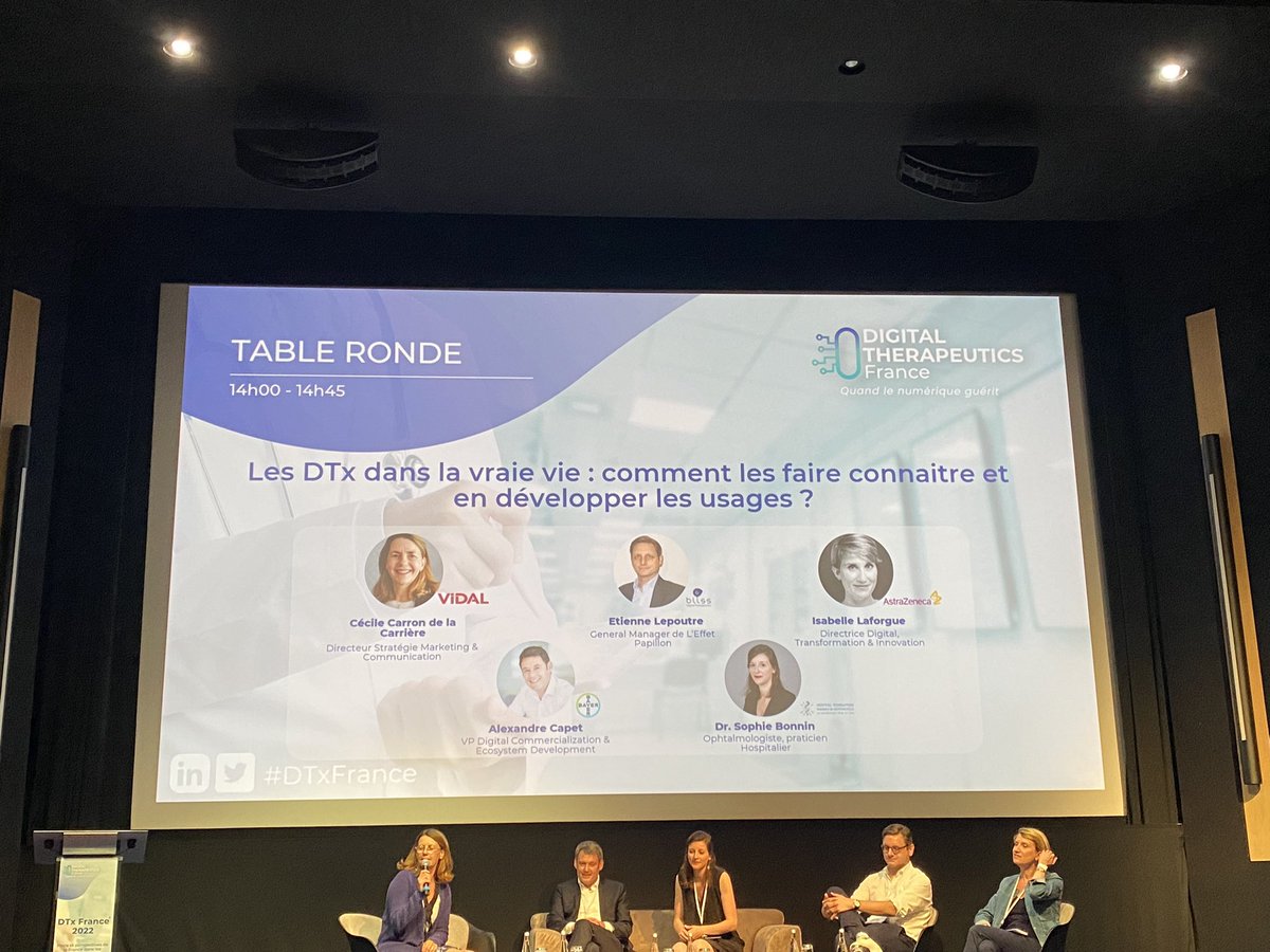 Club Digital Santé #hcsmeufr (@hcsmeufr) on Twitter photo #dtxfrance
Table ronde sur l’adoption des #DTX dans la vraie vie
<a href="/VidalActus/">Vidal Actus</a> <a href="/Bliss_DTx/">Butterfly Therapeutics (Bliss DTx - Endocare)</a> @JanssenFRA #dtxfrance
Table ronde sur l’adoption des #DTX dans la vraie vie
<a href="/VidalActus/">Vidal Actus</a> <a href="/Bliss_DTx/">Butterfly Therapeutics (Bliss DTx - Endocare)</a> @JanssenFRA