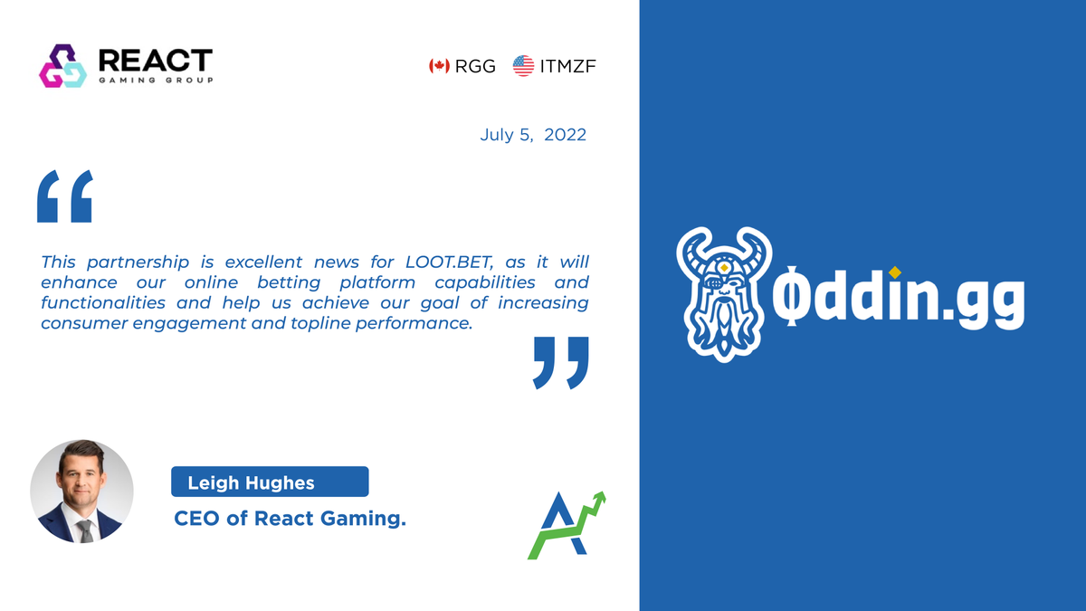 NEWS... @WeAreReactGG $RGG Gaming’s @Loot_Bet partners w/ Oddin.gg ✔️To provide #esports odds feed & help LOOT.BET scale its operations worldwide ✔️Selected for its highest industry uptime & best odds quality $ITMZF $EGLX agoracom.com/ir/ReactGaming…