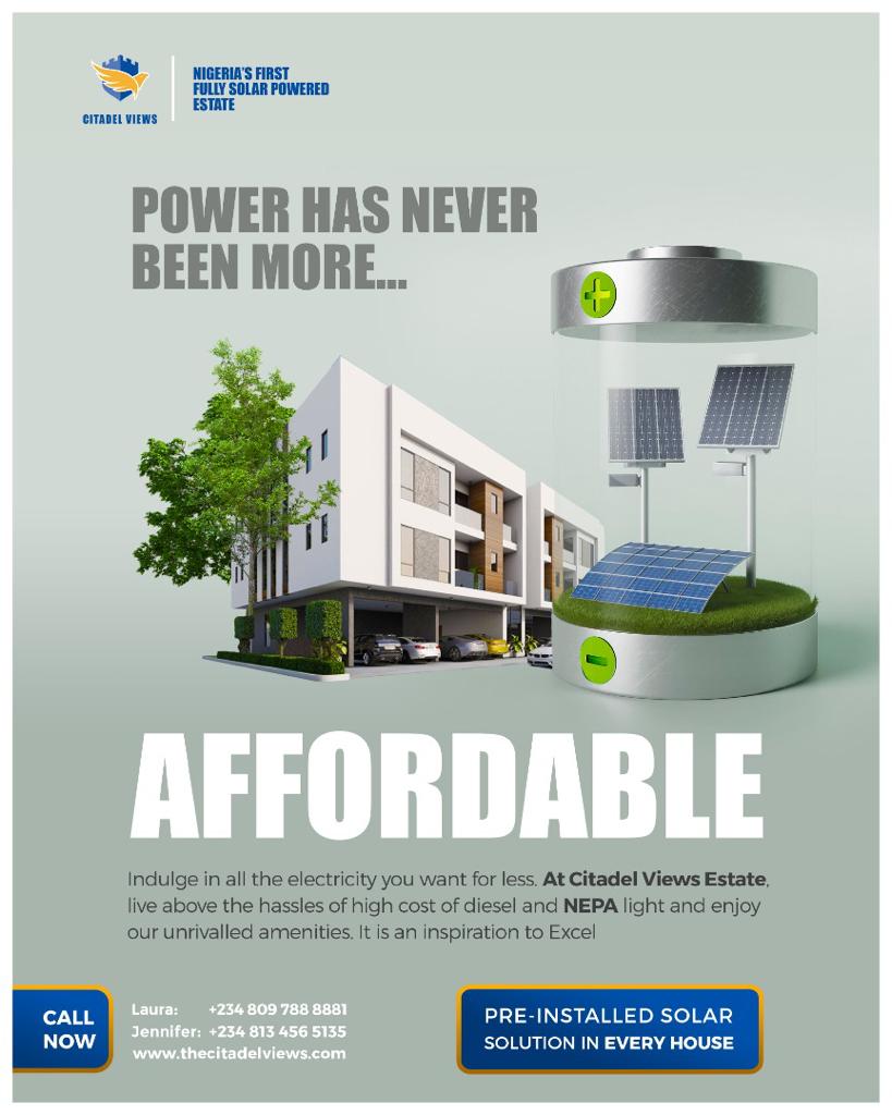 Victoriacrest's tweet photo. It's the 1st of it's kind!!! The 1st solar powered estate in Nigeria is here! Welcome to Citadel Views Estate, a product of Victoria Crest Homes. #launchofcitadelviews https://t.co/5YJ6ypCL64