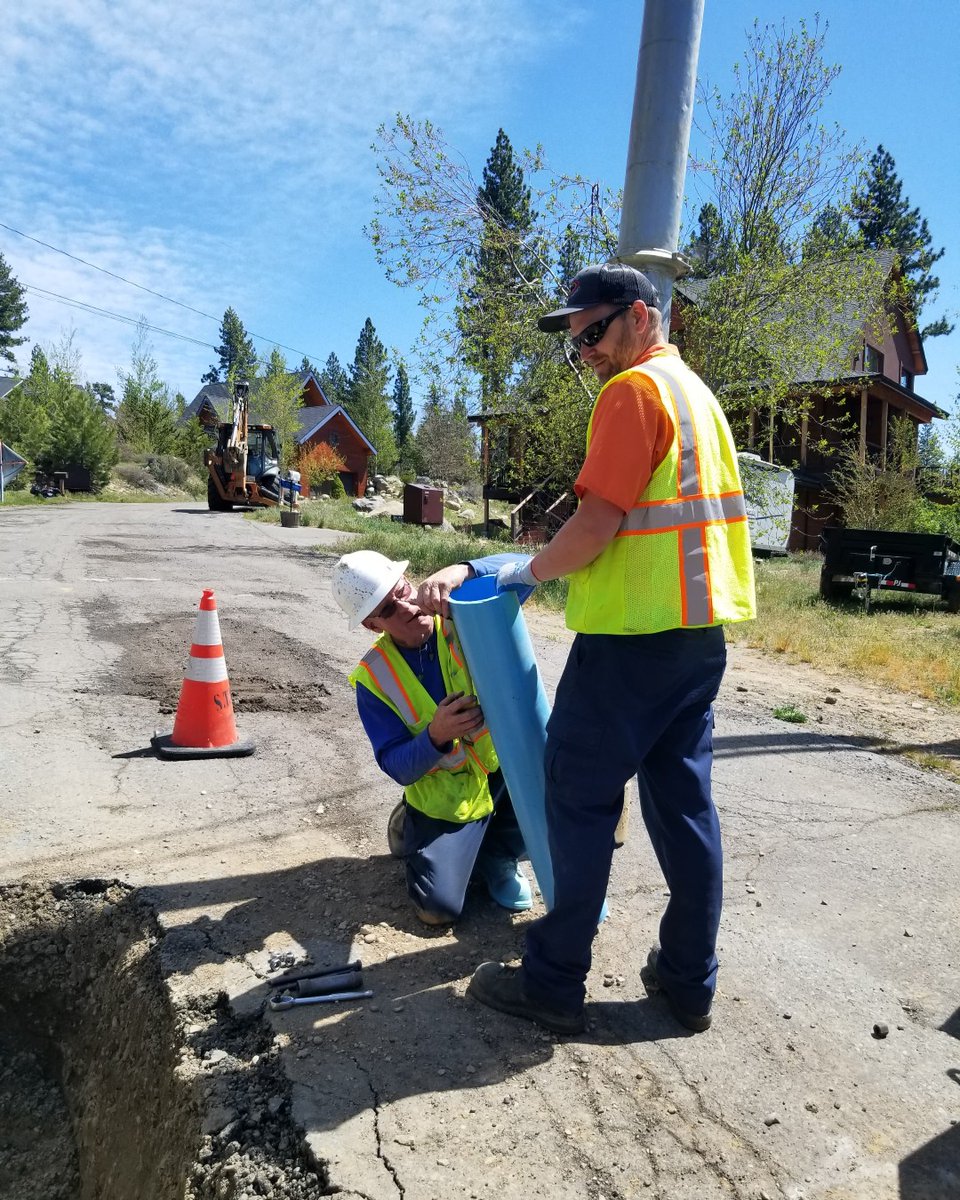 In cases where mainline leaks can't be repaired with clamps our teams have to section the pipe. They replace the sectioned pipe with PVC 900. Getting delicious Tahoe Tap once again flowing to our customers.

#southtahoepud #thedistrict #waterdept #leaks #leakrepair