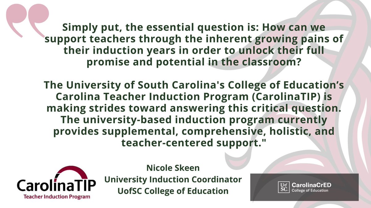 @Carolina_TIP can provide extra support for teachers during their induction years. Connect with us at carolinacred.org to find out how we support #educatorrecruitment and #educatorretention in SC. #PartnerswithPurpose @UofSCEducation