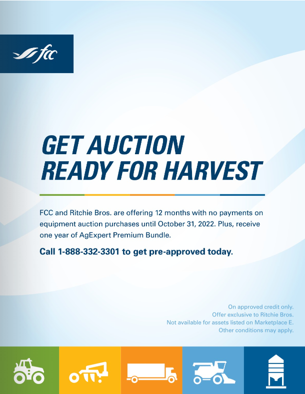 📣Ritchie Bros exclusive offer📣 If you purchase equipment at a Ritchie Bros sale anytime before Oct 31, and finance with the FCC Dealer Finance Program, you will receive 1 free year of AgExpert Premium Bundle. 🤩