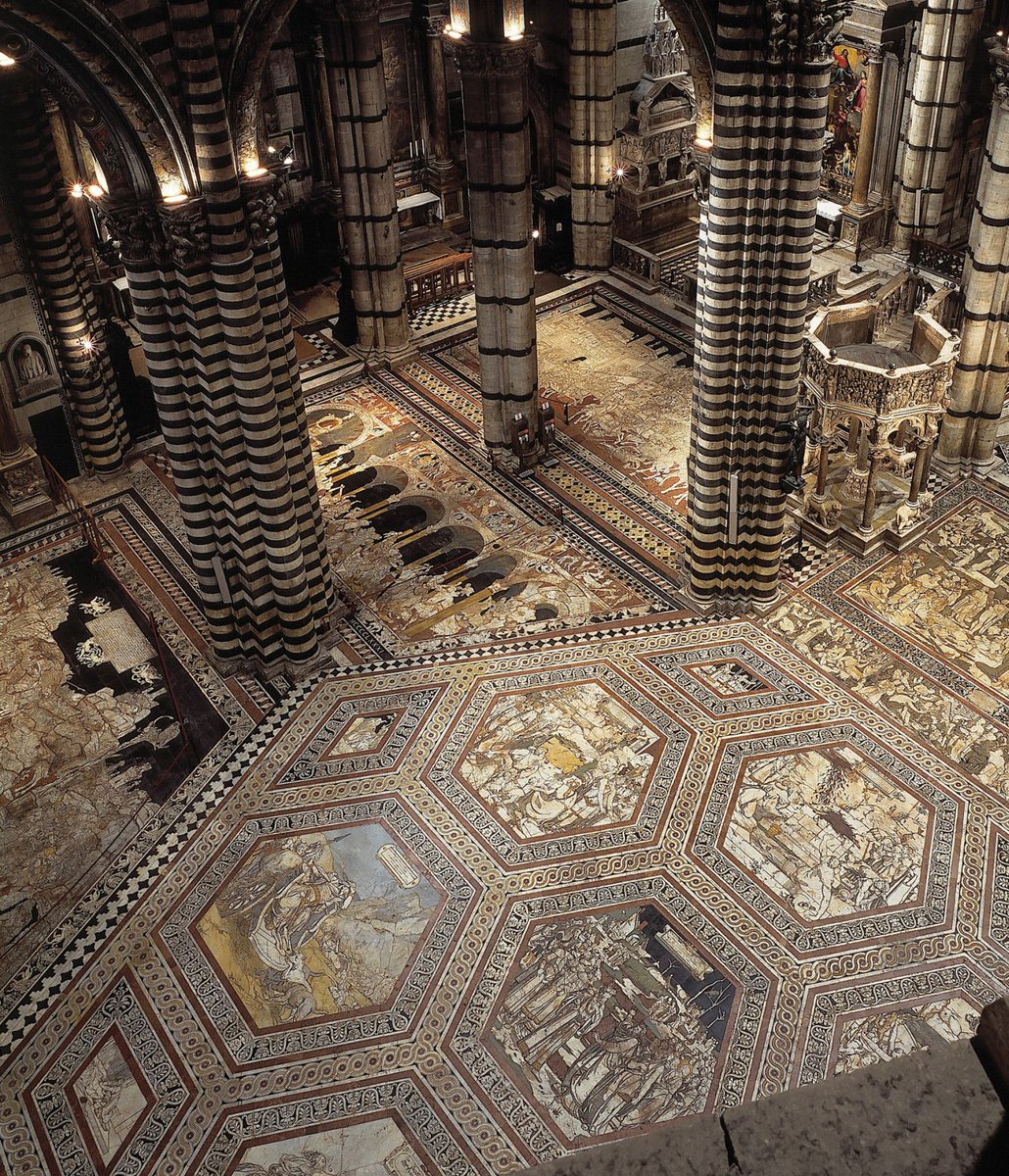 gonsanchezm's tweet photo. La catedral de Siena ha destapado su impresionante pavimento, realizado con incrustaciones de mármol desde el siglo XIV y que está casi todo el año cubierto para protegerlo. Son 56 "viñetas" con episodios bíblicos y sobre esta histórica ciudad toscana Patrimonio de la Humanidad. https://t.co/zHMv0X738M