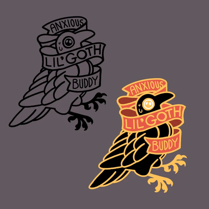 Crow enamel pin!! I can't decide what color I like best 🤔🌈 