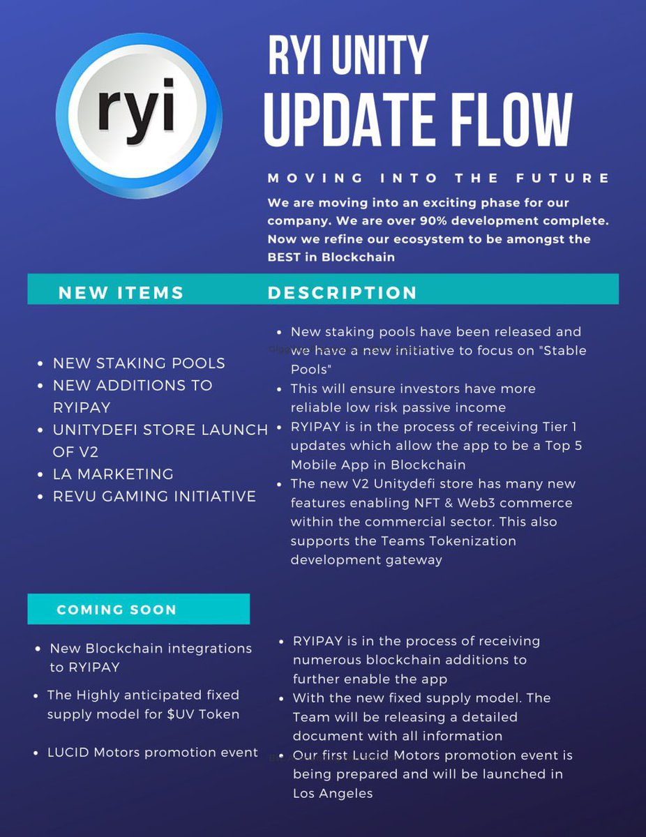 DEFIDASH_'s tweet image. Stay up to date with RYI Unity. #Unityrevolution 

#Crypto #DeFi #BSC @ryipay