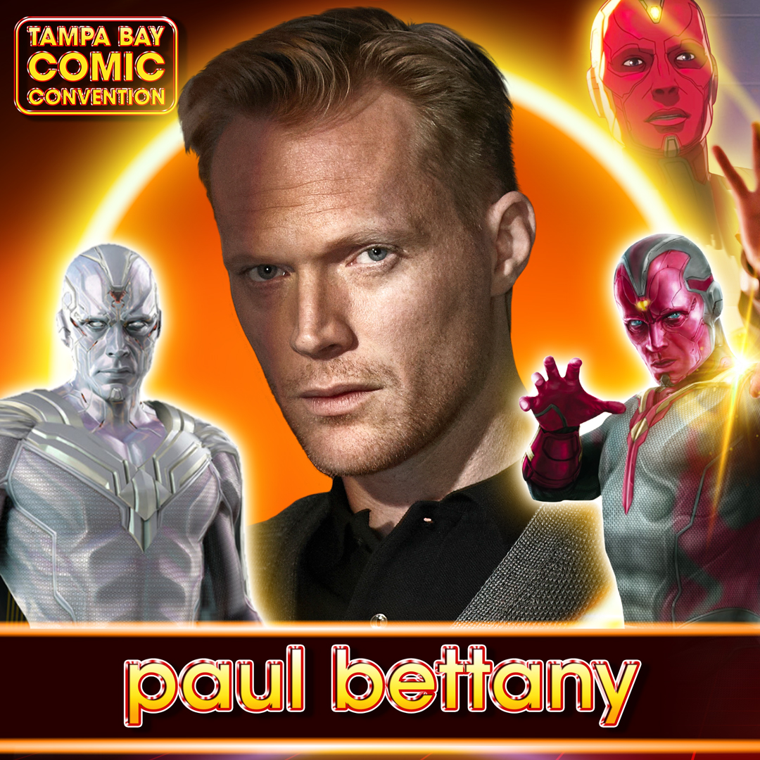 Tampa_Bay_CC's tweet image. 🎉 Paul Bettany is coming to #TBCC!!Known for portraying Vision and voicing J.A.R.V.I.S. in the MCU. 

📣 Come see and meet him at Tampa Bay Comic Convention taking place July 29-31, 2022
🎟 Get your event passes HERE: bit.ly/3oLOcD2