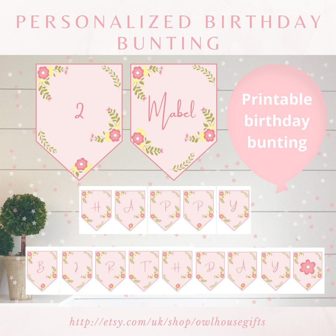 owlhousedesigns's tweet photo. How sweet is this birthday bunting 😍 does anyone have a little ones birthday coming up soon? This bunting is printable so perfect for doing your own decorations and at only £3 it's really affordable! 🌸

https://t.co/3aBHiMq2MQ

#happybirthday #birthdaygirl #partyinspiration https://t.co/w90xV7X2MU